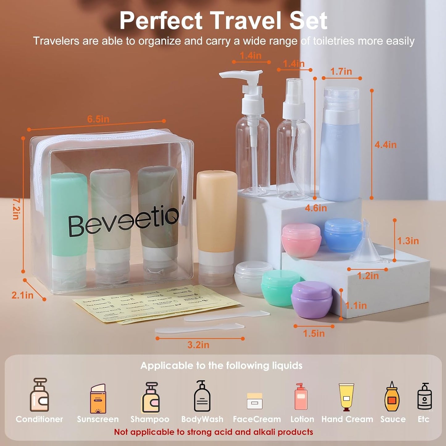 Travel Bottles 15 Pack TSA Approved